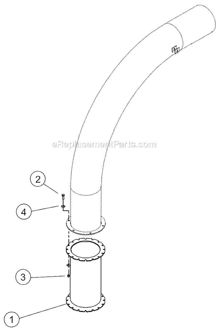 Chute Extension Option Diagram and Parts List for B00001 Bear Cat Chipper Shredder